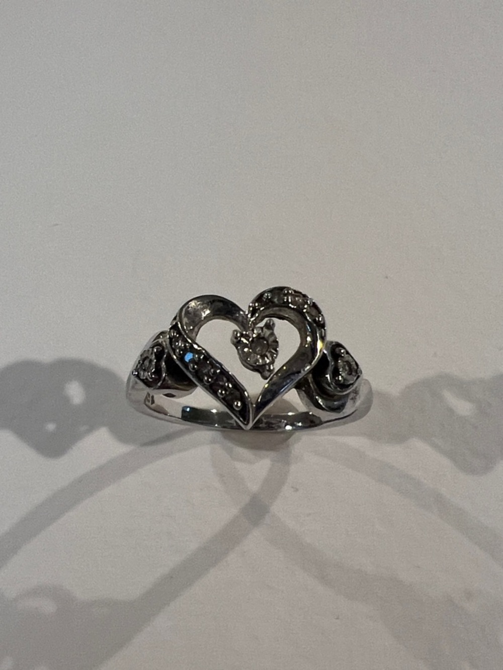 Sterling Silver Heart Ring with 1/20 ct diamond weight